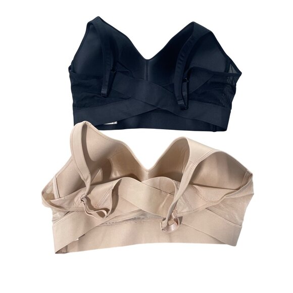 Rhonda Shear 2 Pack Molded Cup Bra with Wrap Back Size 1X Black Beige 654.7 - Picture 3 of 10